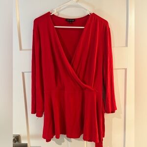 Red Lane Bryant tie blouse